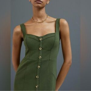 Maeve Olive Green Button-Front Dress
